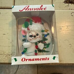 Annalee White and Green Holiday Ornament